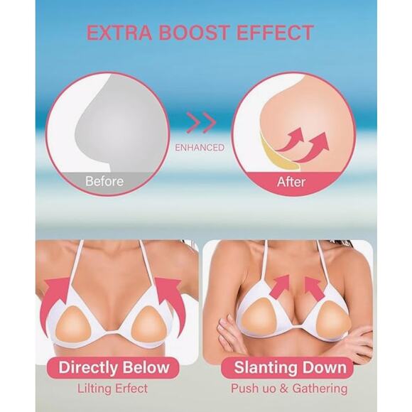 Sticky Bra Push Up Inserts Set - Reusable Double Sided Adhesive - Picture 5 of 6